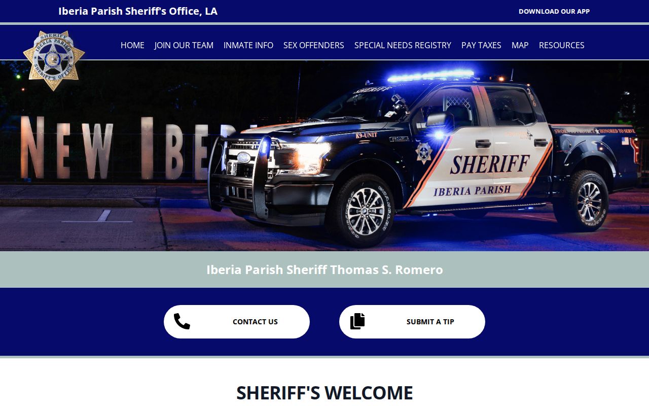 Official Iberia Parish Sheriff site for inmate and booking record access